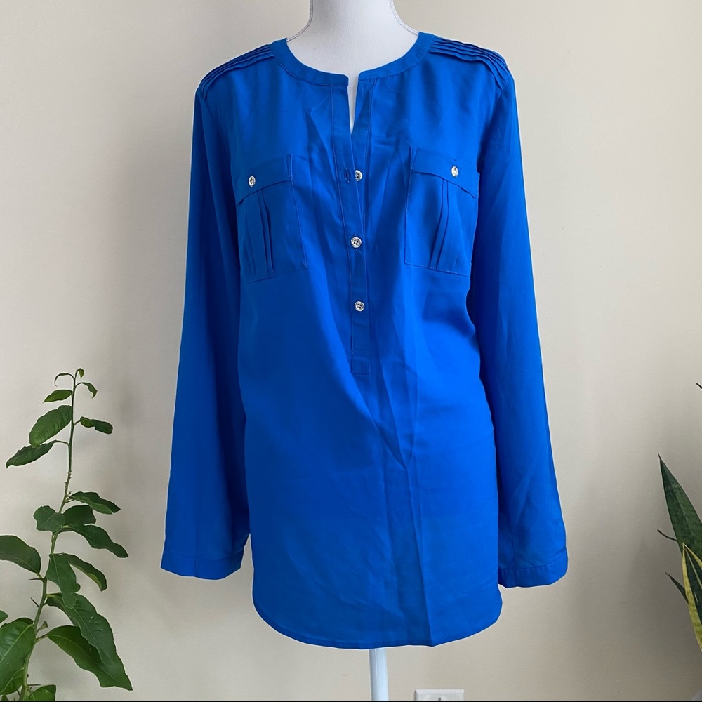 Dressbarn women’s blouse kind sleeve blue Sz 1X
